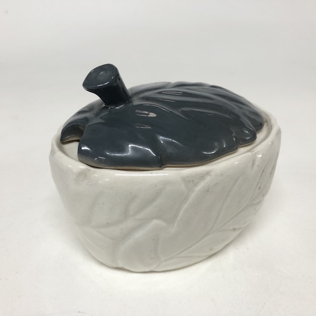 CONDIMENT POT, Leaf Bowl w Lid